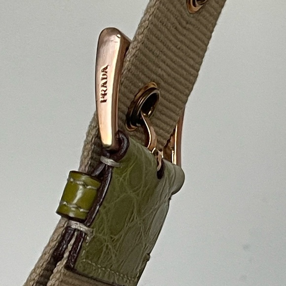 PRADA Olive Green Crocodile Embossed Leather Clutch/shoulder bag - Picture 9 of 9